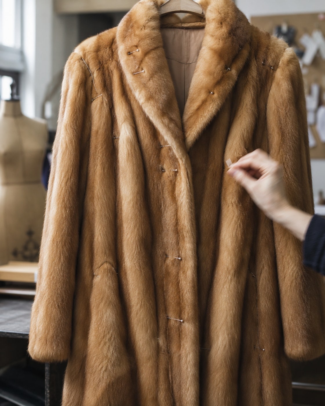 Vintage fur coat being restyled